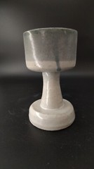 Handmade Goblet Ceramic Pottery 3oz. Glazed Stoneware Blue/White 5.5”