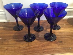 Set of 6 Libbey 6.5″ Dark Cobalt Blue Martini Glasses Wine Cocktail Party Goblet