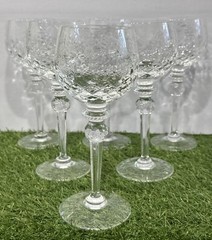 Rogaska Lead Crystal Gallia Tall Glass Set 6 Champagne Fluted 8.5” EUC Goblets