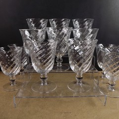 12 Asprey of London Crystal Goblets Swirl Pattern Signed 6.25″ Tall VGC