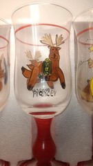 Pottery Barn Rainbow Mountain Reindeer Christmas Handpainted Goblets
