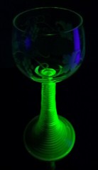 Vintage Block Optic Roemer Wine Glass Uranium Vaseline Beehive Green Prunts