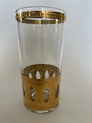 Culver Antigua Highball Drinking Glass 5 5/8″ MCM Gold Signed