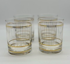 Set of 4 Culver USA Old Fashioned Bar Glasses Trimmed In 22kt Gold pinstripe