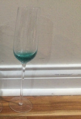 Pier 1 Teal Aqua bubbly Glass Champagne Flute 11» tall