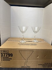 12 Libbey Glass Clear Bravura Curved Stem Martini A-Stem 37999 New In Box