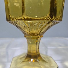 ~3~ Vintage Independence Octagonal Yellow Footed Water Wine Glass Goblets 6″