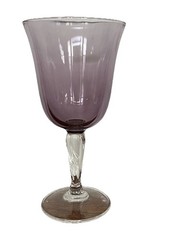 3 Amethyst 8” Tall Water or wine Goblets By CRISTAL D’ARQUES Durand 10 oz.