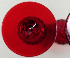 3 Cristal D’Arques Longchamp Ruby Water Goblet Set Crystal Red Etch Stemware Lot