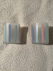 Set Of 2 Katja Pastel Stripes Frosted Tumbler Glasses MCM Rare