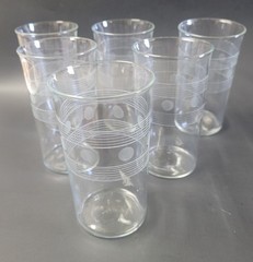 6 Anchor Hocking AHC3 Etched Art Deco Circles and Bands 8 oz. Tumblers