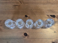 Vintage Hand Cut Crystal Shot Glasses Set of 5 Pinwheel Fan Pattern EUC