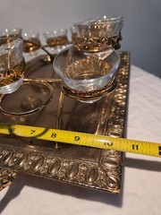 RARE Design Vintage 22K Gold Trimmed Cordial/Bar/Punch Cup Mid Cent. Set/10