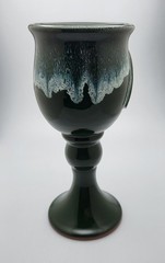 2017 Carolina Renaissance Festival Handmade Pottery Drip Glaze Goblet Green