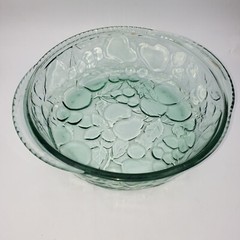 Libbey Orchard 3 QT. Fruit Green Glass Embossed 11″ X 5 1/2″ Deep Casserole