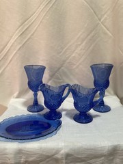 Vintage Blue Mount Vernon Commemorative Glassware Set – George Martha Washington