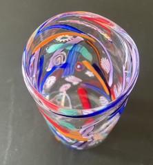 Signed Bruce Freund Millefiori & Cane Studio Art Glass Tumbler Murano Style MINT
