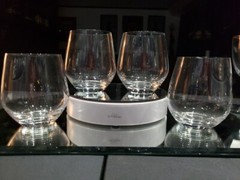 Set (4) Stemless Wine Glasses 4-1/4″ Tumblers- Crystal Lenox signed plain 16 oz.