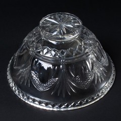 Design Guild Footed Cut Crystal Centerpiece Serving Bowl Fan Design 11.75″ W