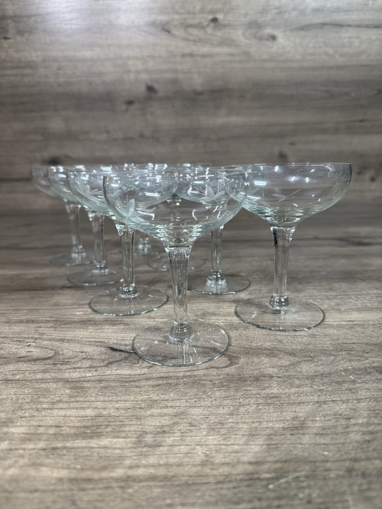 (12) J. L. Holcomb Manufacturing Co. Inc Etched Stemmed Wine Glasses (1957)