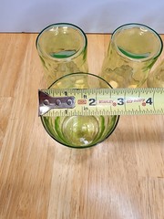 Uranium Juice Glass Tumblers Thumbprint /Optic Dot Set of 4 PLS READ DISCRIPTION