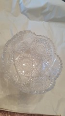 ON SALE Cut lead crystal bowl. 9″ wide, 4.5″ tall. Chip on tooth