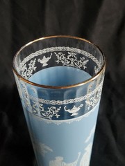 Hellenic Blue 16 oz Flat Tumbler by Jeannette • 6½» Tall Vintage