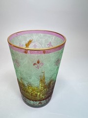 19c. Grand Tour Baccarat Cameo Cranberry Vaseline Glass Paris Beaker Cup Tumbler