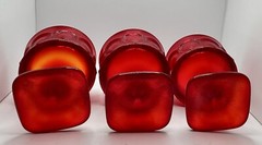 Set of 3 NORITAKE MCM Red Spotlight Pedestal Sherbert/Dessert Glasses Dishes Vtg