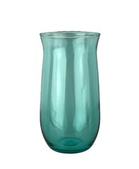 Lot of 5 Vintage Aqua Blue Clear Thin Glass Tumblers Glasses Flared Top 5.25″