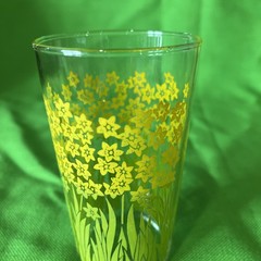 Jane Lynn Style Daffodil Garden 4.5” Retro Glasses Complete Set Of 8 VTG 70s MCM