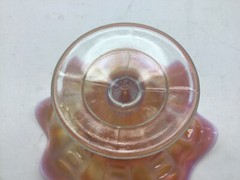 Dugan Coin Spot Carnival Glass Marigold Ruffled Edge Compote