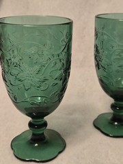 Princess House Fantasia Poinsettia Emerald Green 16 Oz Iced Tea Glass Set of 2