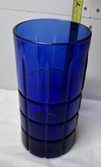 Anchor Hocking Tartan Plaid Cobalt Blue 5 3/8 in Tumblers NOT ICED TEA SIZE RARE