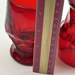 Vtg Viking Glass Ruby Red Georgian Honeycomb 9 oz Lowball Tumbler Set of 2 MCM