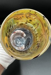 John Barbar Laguna Beach Art Glass Iridescent Beaded Goblet Handblown 2003