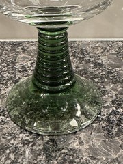 5 Roemer Beehive Emerald Green Stem Crystal Wine Glasses w Grape Etching Vintage