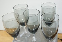 Fostoria Debutante Gray Set of 5 Water Goblets 6 5/8 inch inches tall