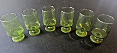 Set of 6 Anchor Hocking Finlandia Small Footed Glass Juice Avocado Green MCM