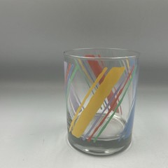 2 Vintage Libbey Retro 80s 90s Pastel Rainbow Stripe Juice Highball Glasses 4″