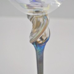 Pair of Bri’oni Hand Made Signed Numbered 12″ Iridescent Wine Glass NEW PERFECT