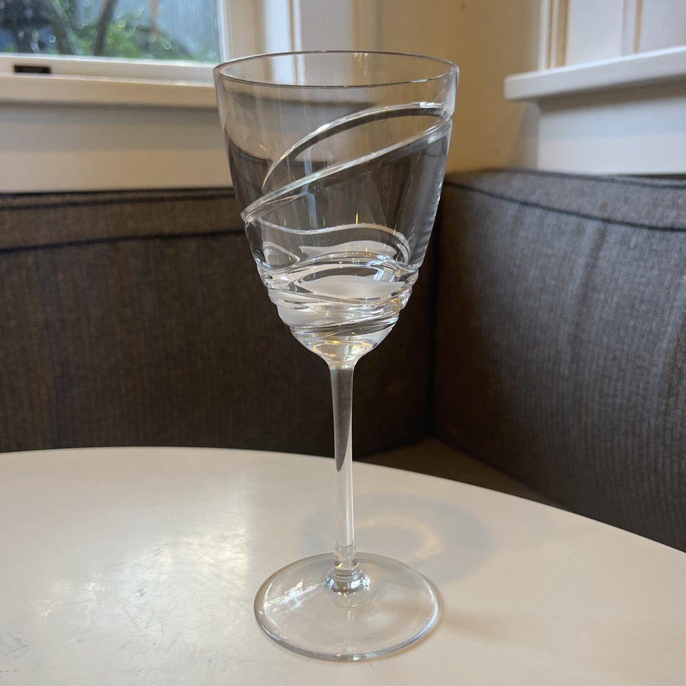 Birks by Ajka “Silver Crystal Ribbon” Wine Water Glass Or Goblet 7 3/4” Tall