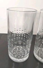 Highball Glass Tumblers, Set of 2, Triangle Cut w Star Bottom, Heavy, MCM, VTG