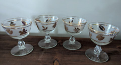 4″ LIBBEY GLASS COMPANY Golden Foliage Champagne/Tall Sherbet Glass Set of 4