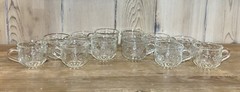 Jeanette Glass Punch Cups Set of 12 MCM Embossed Apple Grape Pear 1960’s