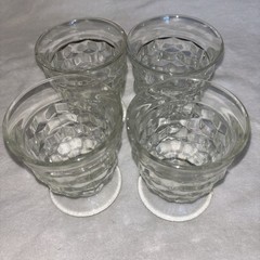 4 VTG Indiana Whitehall Colony Cubist Clear Glass Footed Flared Iced Tea 4.25”
