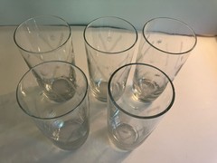 Vintage Atomic Style Starburst Sunburst Highball Glasses SET OF 5 Etched 14 Oz