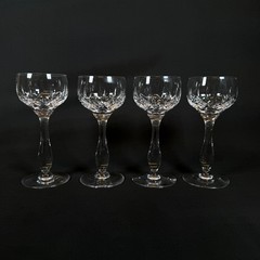 Lot of 4 Stuart Carlingford England Cut Crystal Glass Hock Glasses 7″