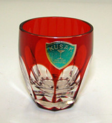 Kusak Ruby Red Cut To Clear Shot Glass Whisky Tumbler