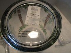 Modern Drinkware 3 Pc. set Acrylic Lidded Pitcher & 2 Goblets Clear/Palm Tree